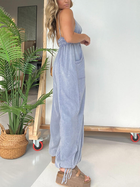 Adjustable Straps Lightweight V-Neck Jumpsuit £¨Buy 2 Free Shipping£©
