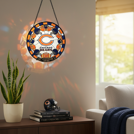 Chicago Bears Stained Glass Style Hanging Suncatcher