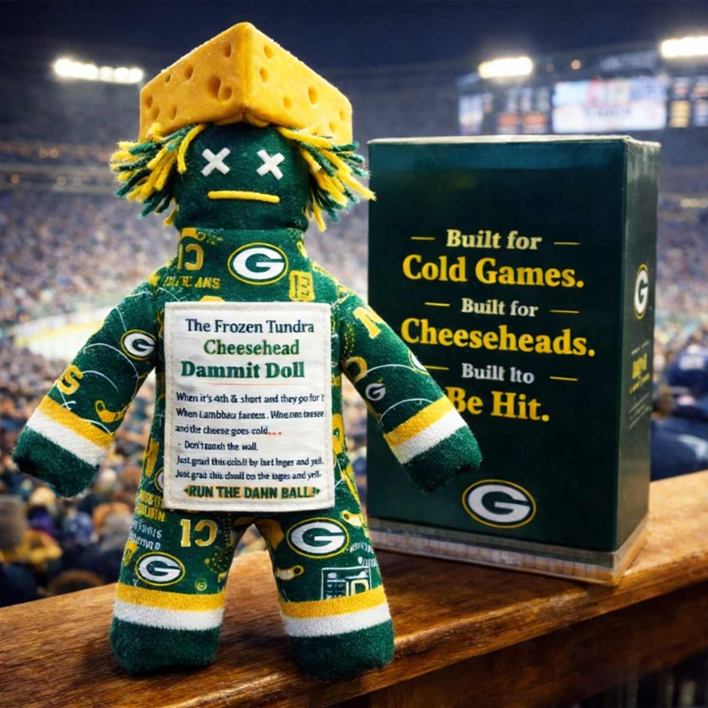 Green Bay Packers Cheesehead Game Day Stress Doll