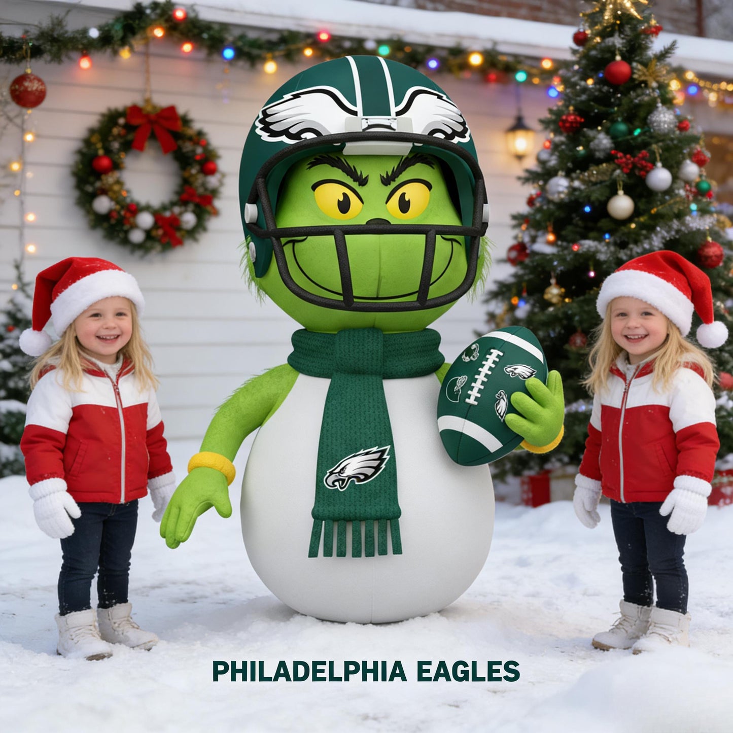 Philadelphia Eagles Inflatable Snowman Figurine