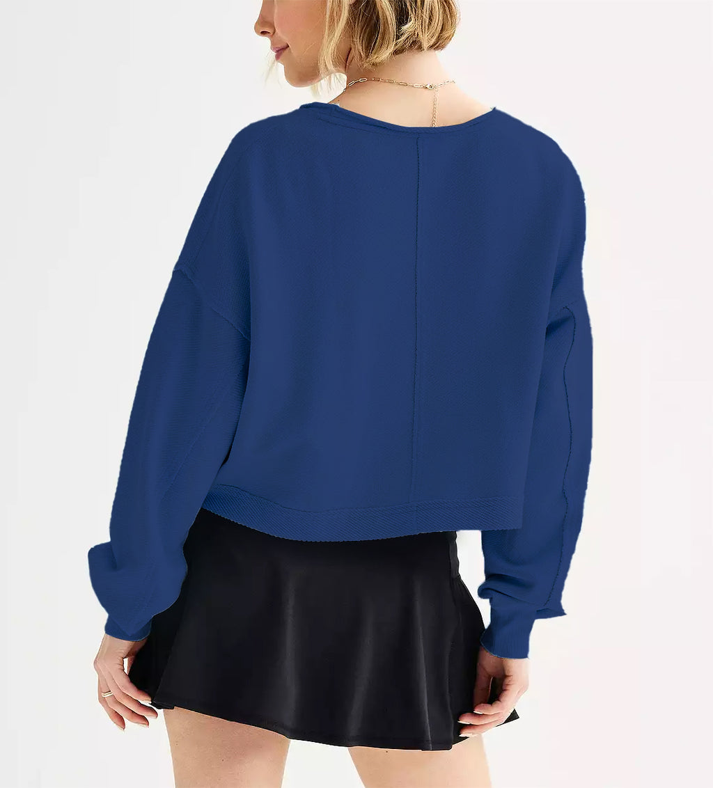 Cropped Athleisure Sweatshirt Set?Buy 2 Free Shipping