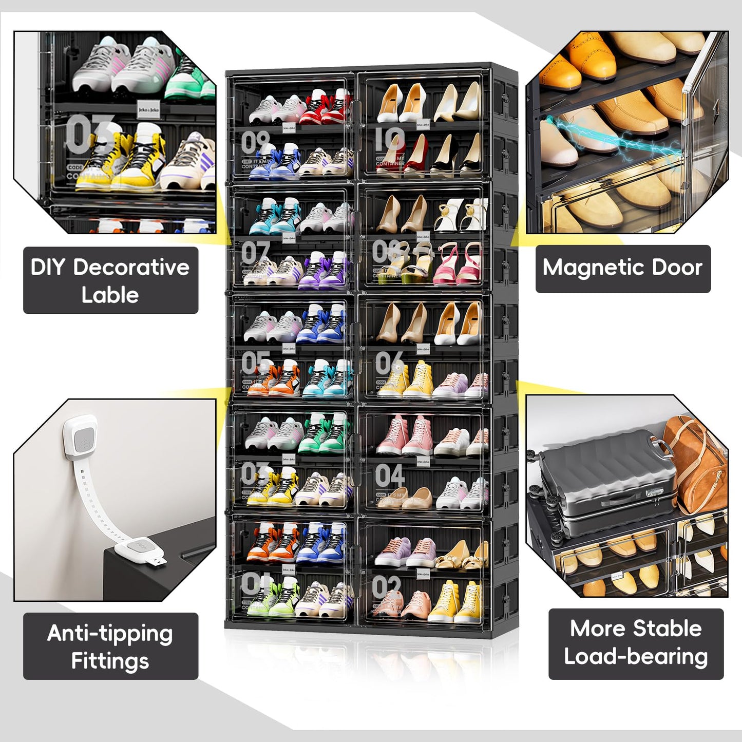 💥Clearance Sale💥Foldable Shoe Rack Shoe Box for Closet Entryway