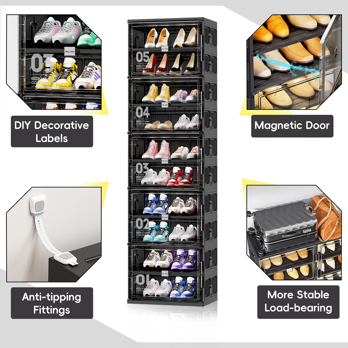 💥Clearance Sale💥Foldable Shoe Rack Shoe Box for Closet Entryway