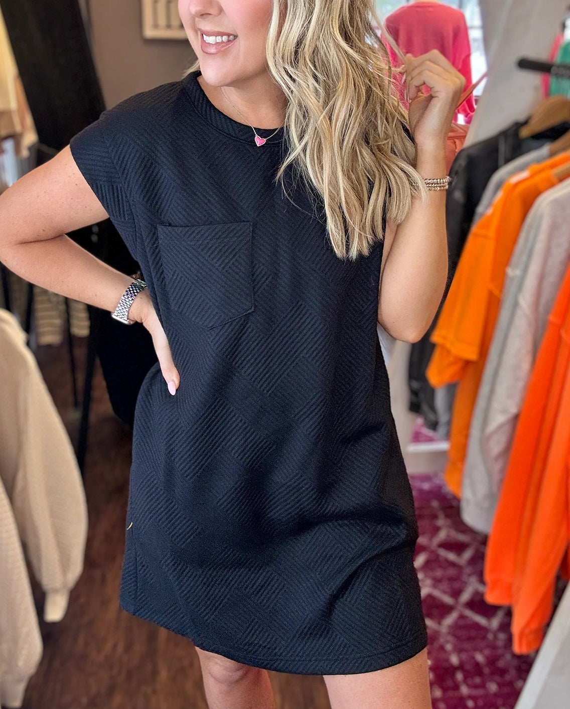 Women's Solid Cap Sleeve Textured Mini Dress (Buy 2 Free Shipping)