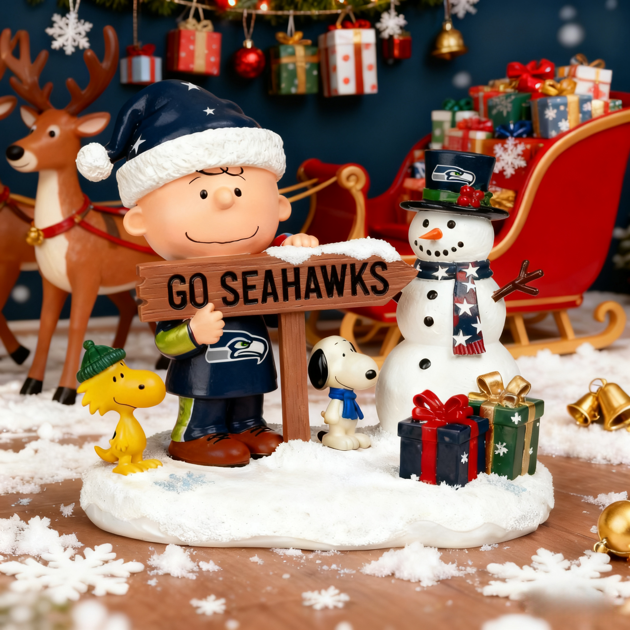 Peanuts Christmas Charlie Brown Snowy Scene Statue