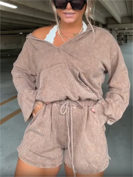 2024 Washed Hooded Romper (Buy 2 Free Shipping)