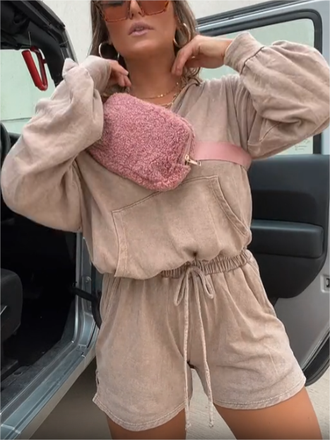 2024 Washed Hooded Romper (Buy 2 Free Shipping)