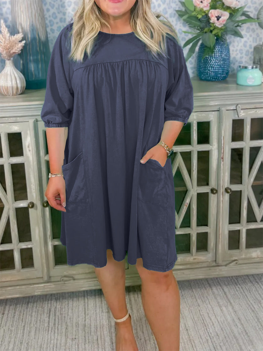 Acid Washed flowy casual dress with large pockets(BUY 2 FREE SHIPPING)