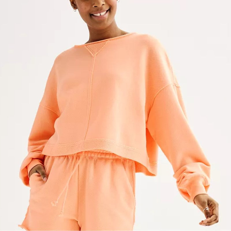 Cropped Athleisure Sweatshirt Set?Buy 2 Free Shipping