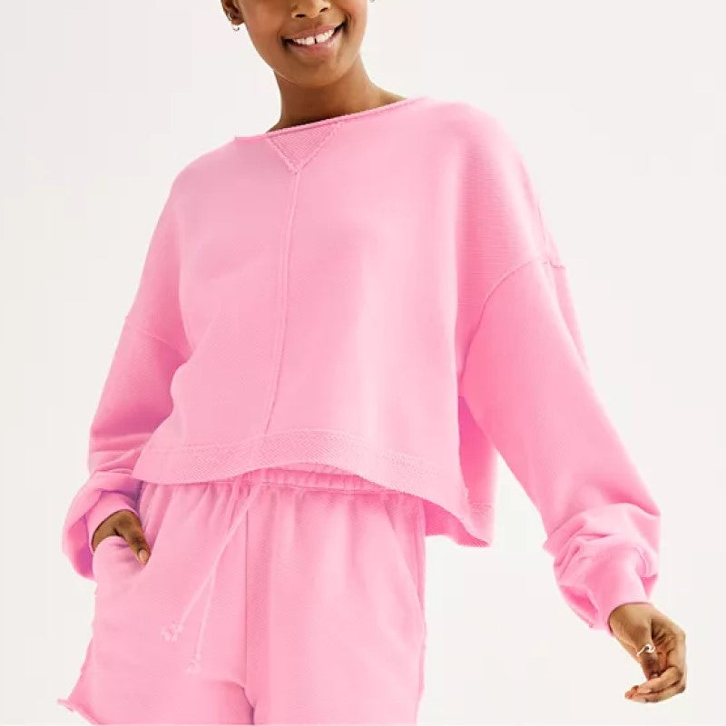 Cropped Athleisure Sweatshirt Set?Buy 2 Free Shipping
