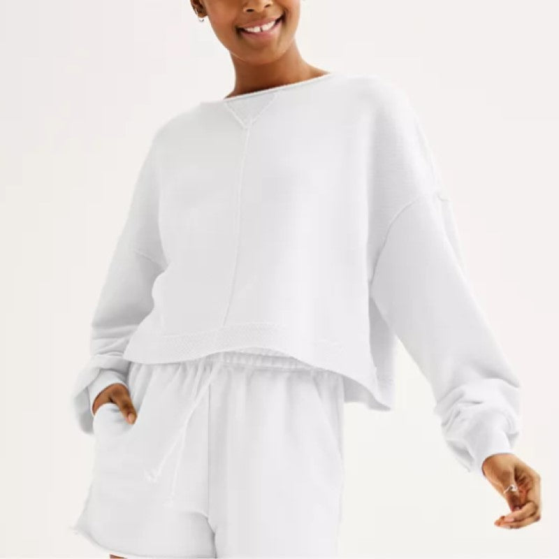 Cropped Athleisure Sweatshirt Set?Buy 2 Free Shipping