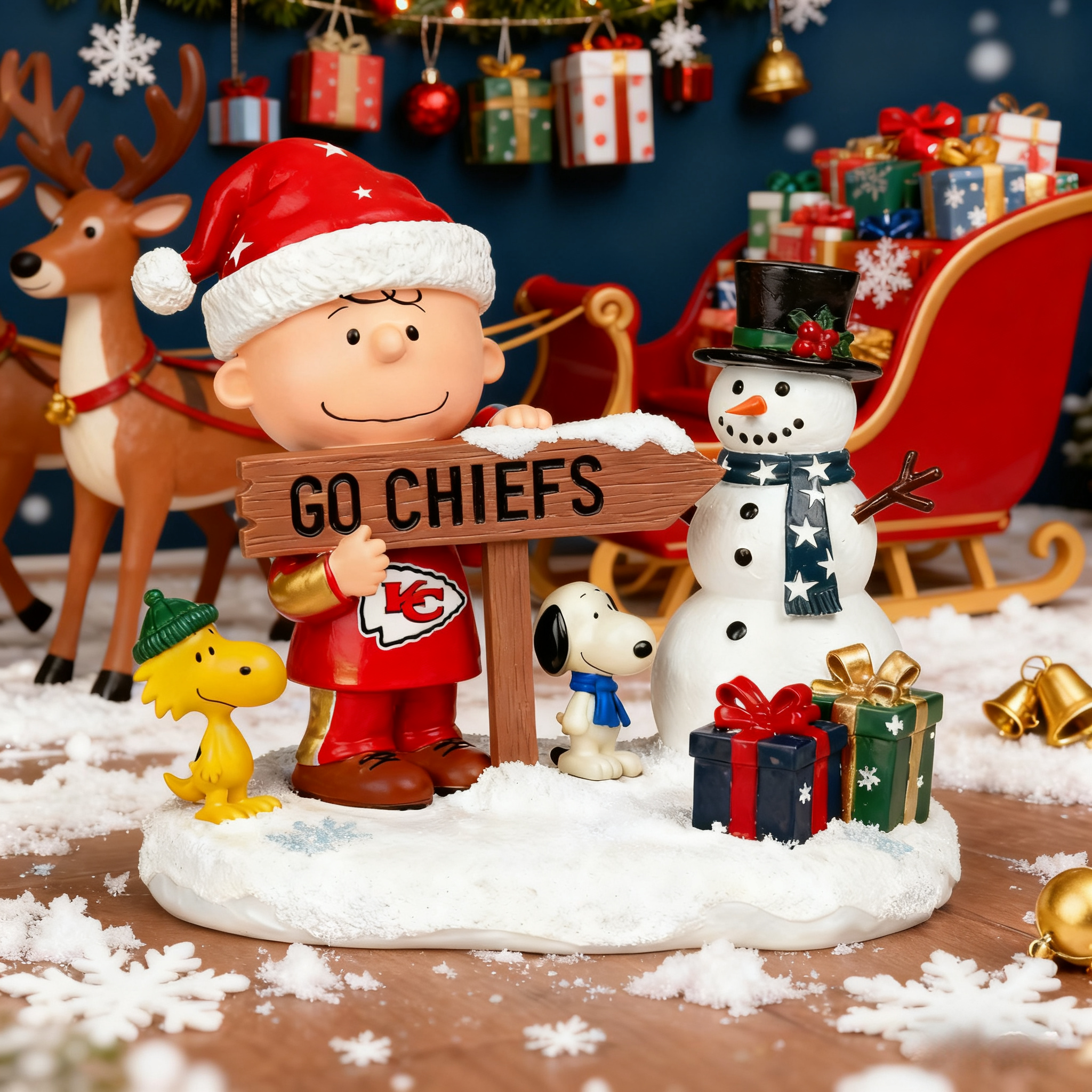 Peanuts Christmas Charlie Brown Snowy Scene Statue
