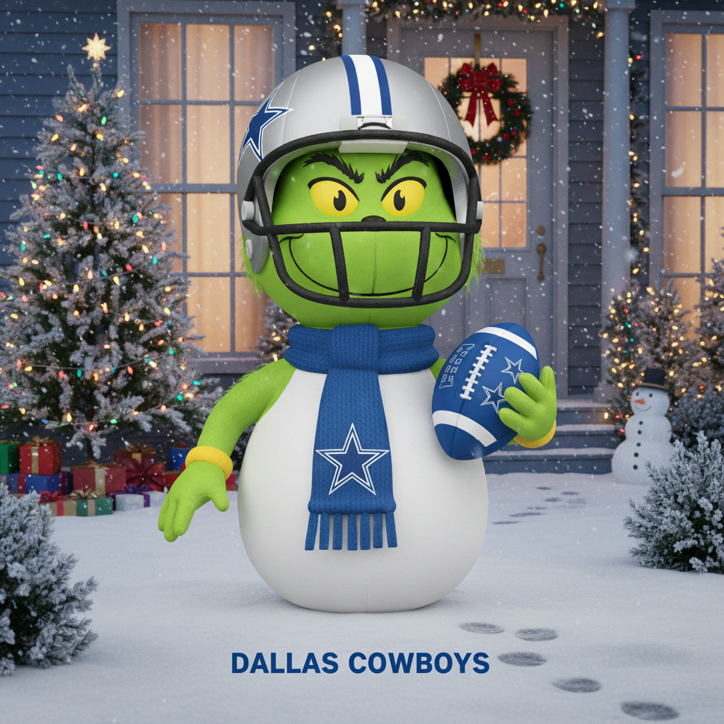 Themed Dallas Cowboys Inflatable Snowman Figurine