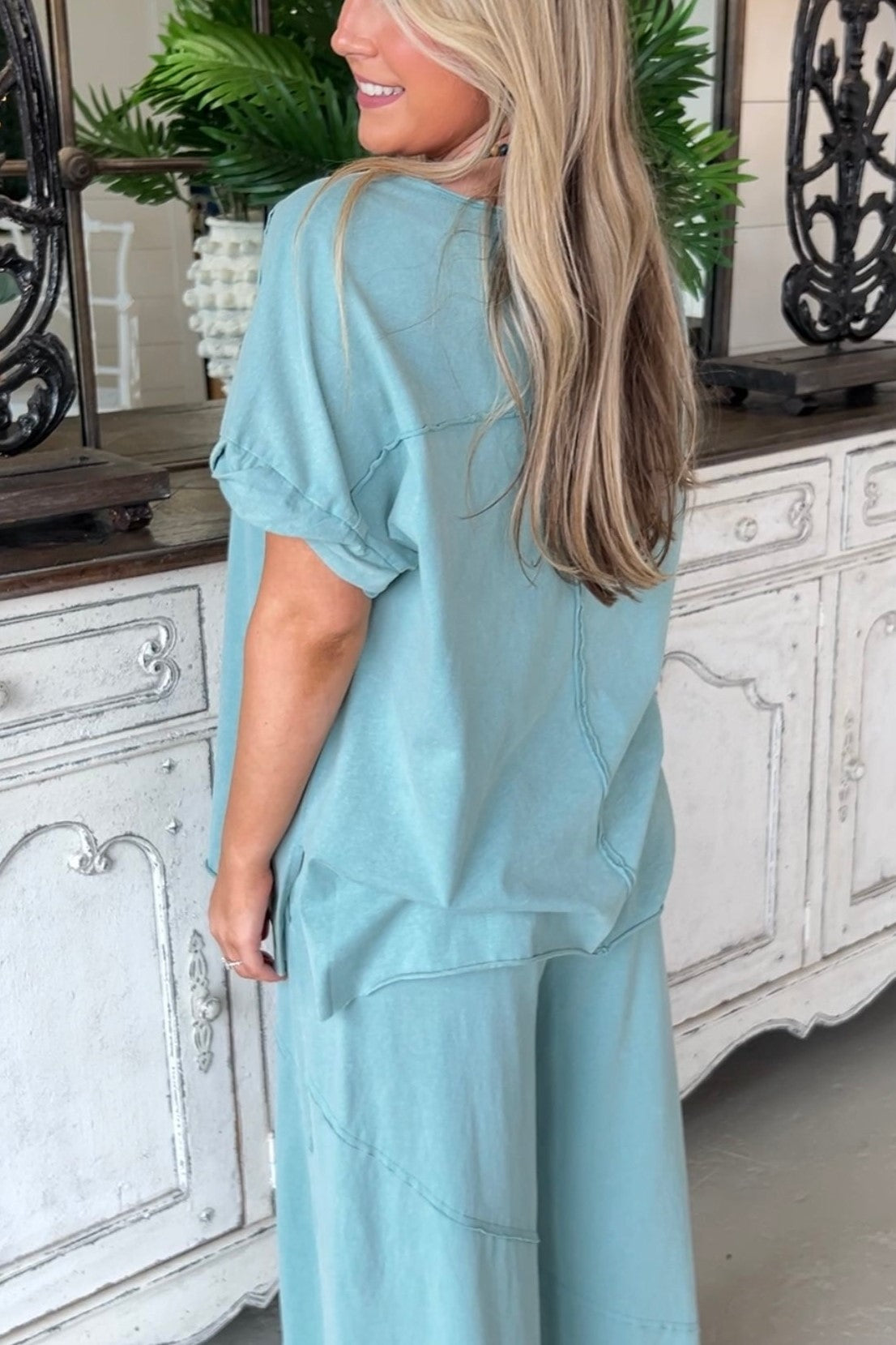 HOT SALE Rolled Tee & Spiral Layered Trousers Loose Set (Buy 2 Free Shippng)