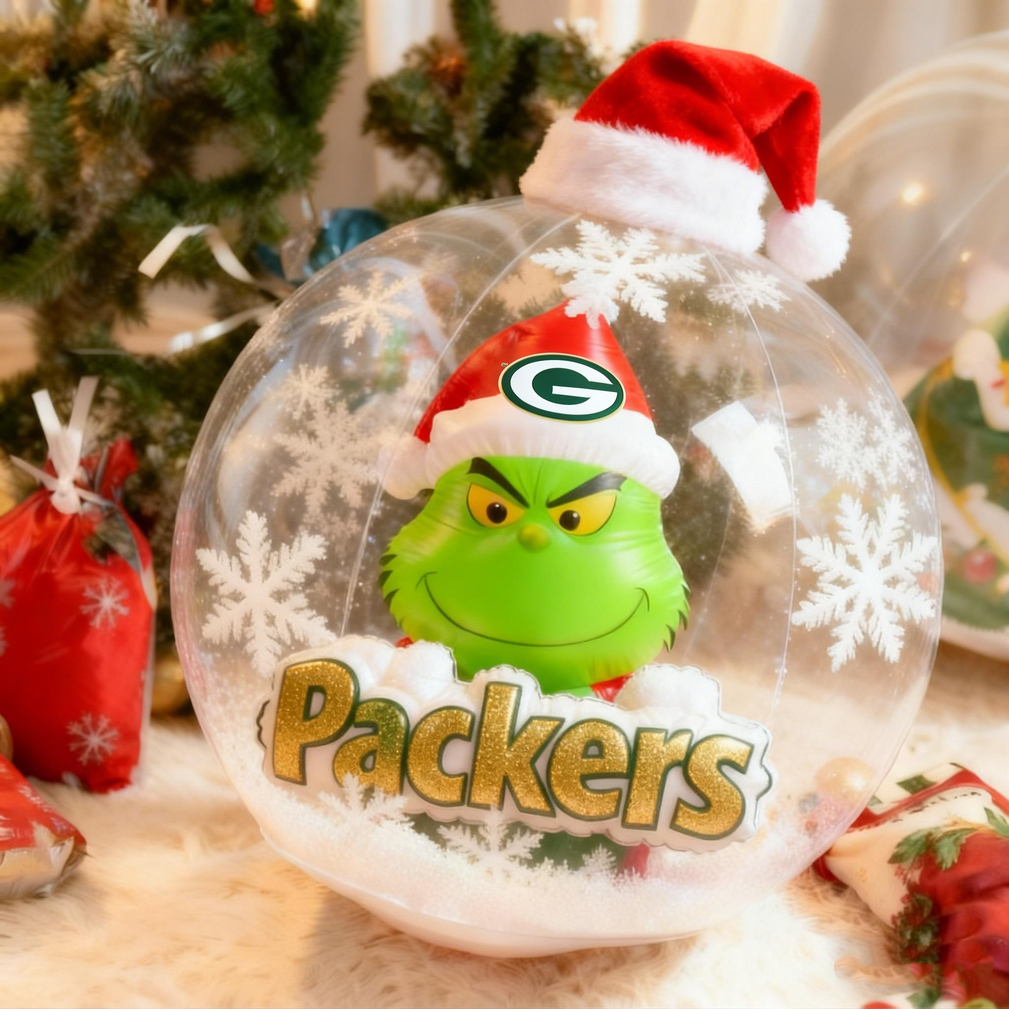 Grinchy Christmas Inflatable Ball Ornament – A Whimsical Holiday Statement Piece