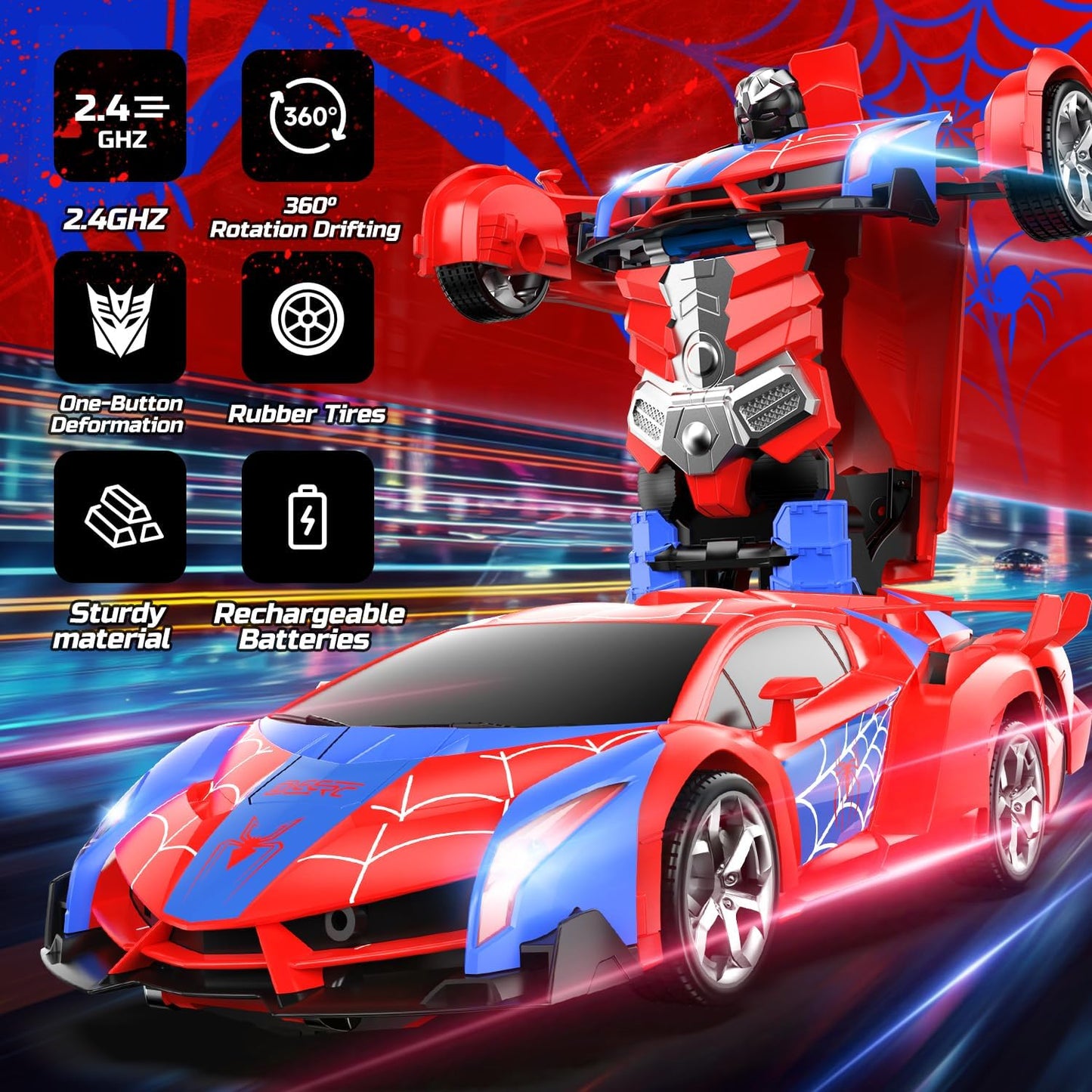 🎄🎁 2026 Christmas Surprise Gift-70% OFF: ✨RC Cars,2.4Ghz Remote Control 1:18 Scale Robot Deformation 360° Rotation Rechargeable Batteries Included🚗