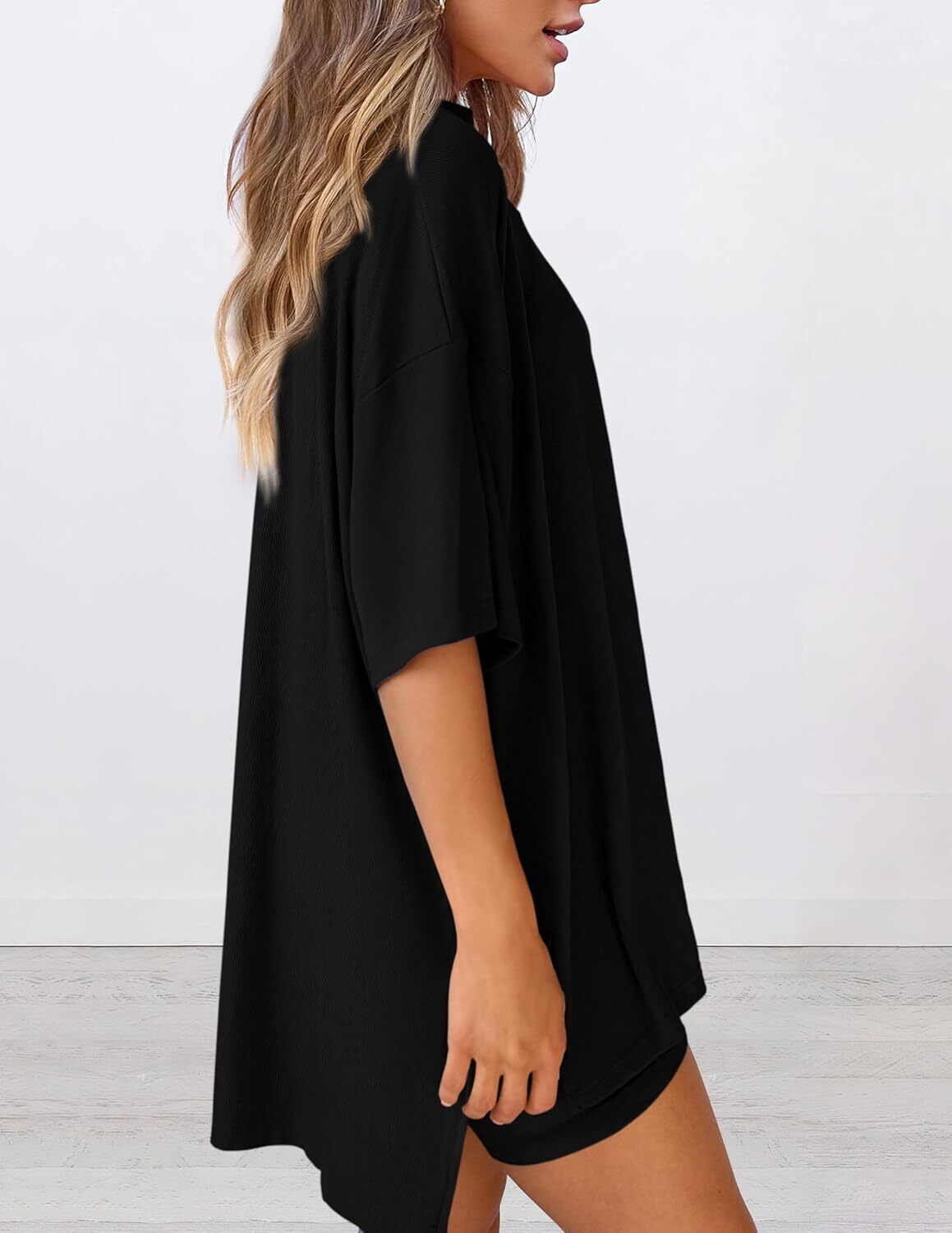 Special Sale🩷Women's Two Piece Lounge Set Casual Oversized Shirts Biker Shorts Matching Airport Travel Outfit