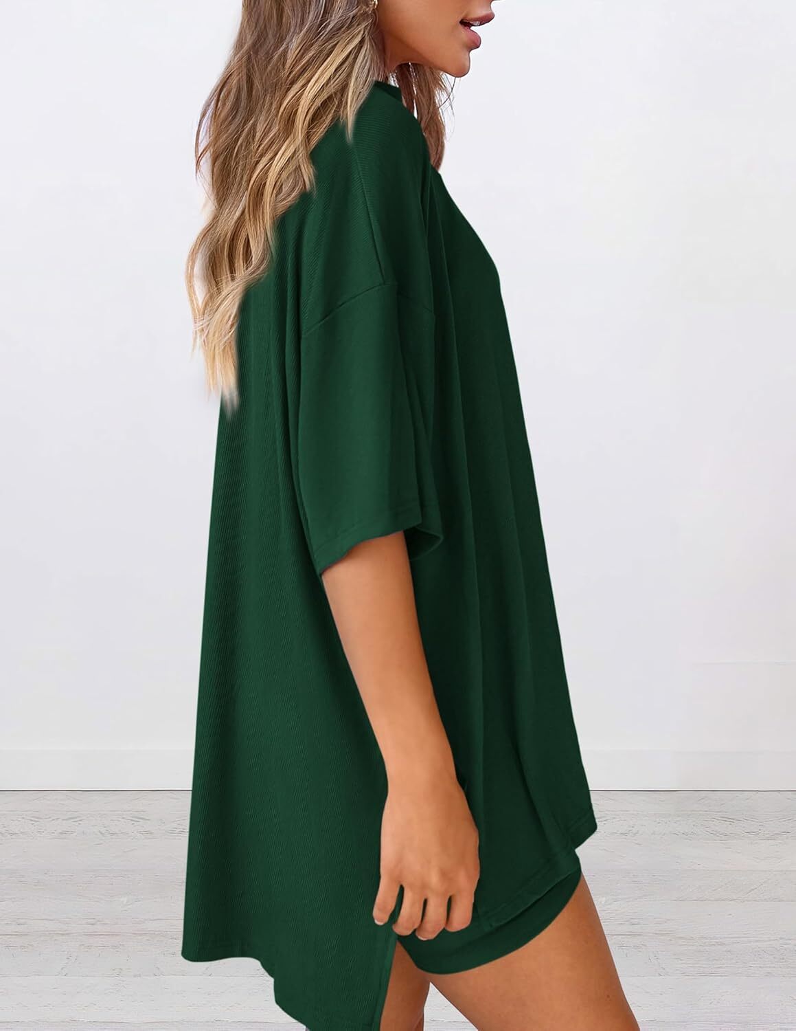 Special Sale🩷Women's Two Piece Lounge Set Casual Oversized Shirts Biker Shorts Matching Airport Travel Outfit