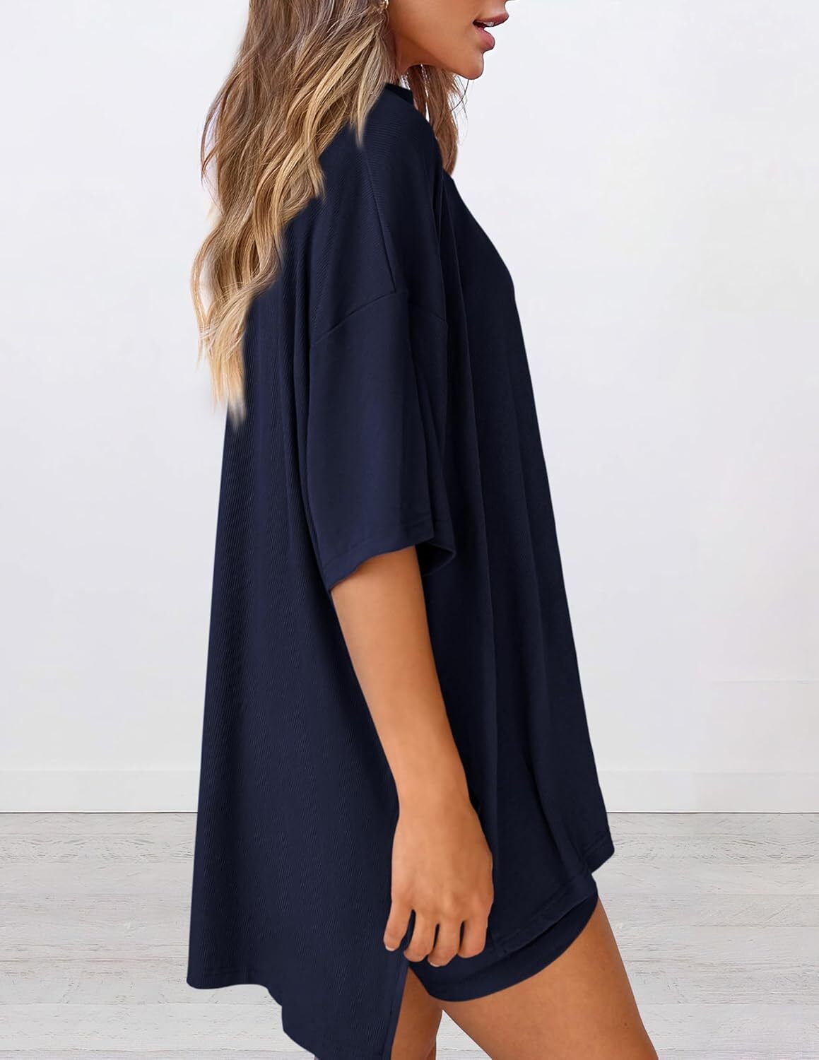 Special Sale🩷Women's Two Piece Lounge Set Casual Oversized Shirts Biker Shorts Matching Airport Travel Outfit