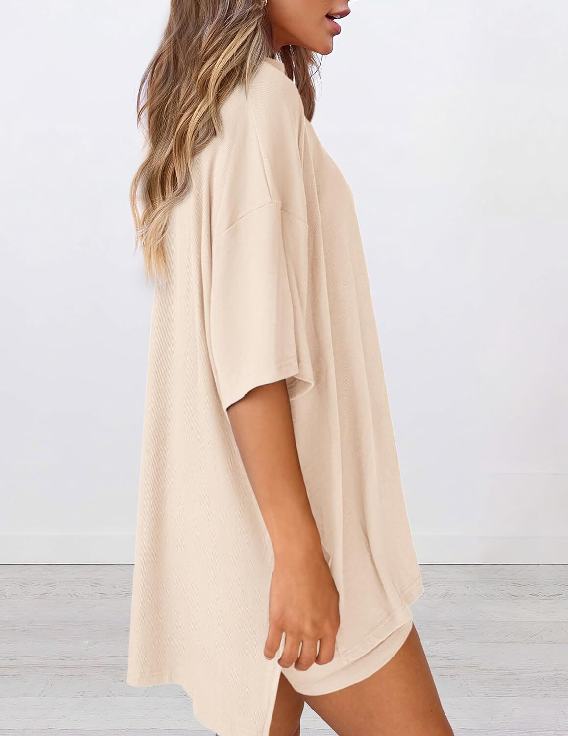 Special Sale🩷Women's Two Piece Lounge Set Casual Oversized Shirts Biker Shorts Matching Airport Travel Outfit