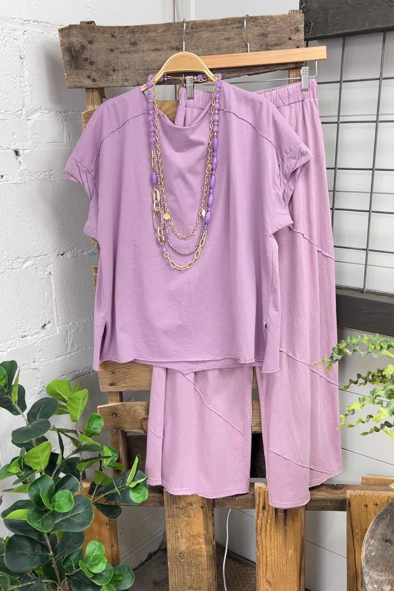 HOT SALE Rolled Tee & Spiral Layered Trousers Loose Set (Buy 2 Free Shippng)