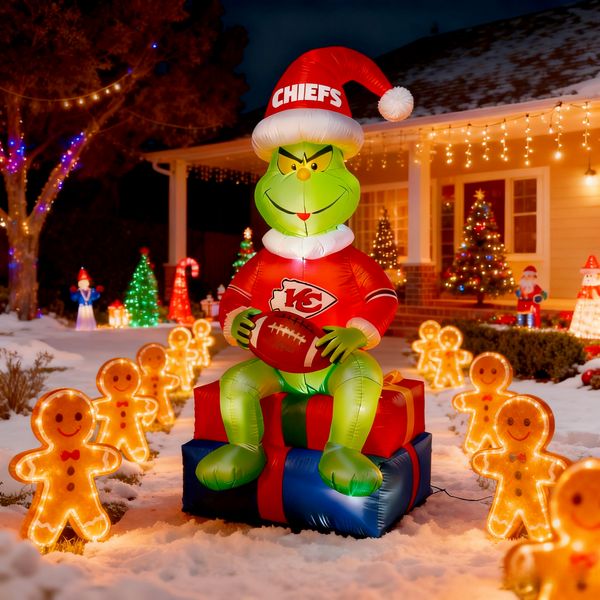 Inflatable Christmas Grinch Decoration - Festive Lawn Ornament