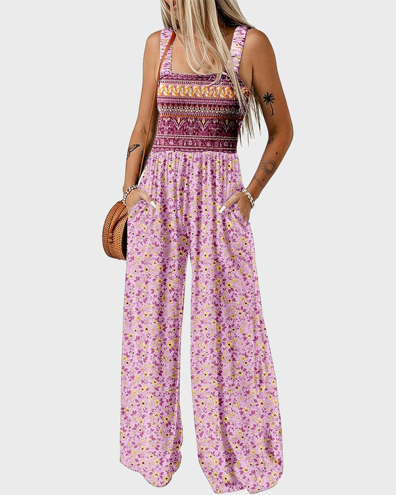 Breezy Slimming Floral Print Wide-Leg Jumpsuit
