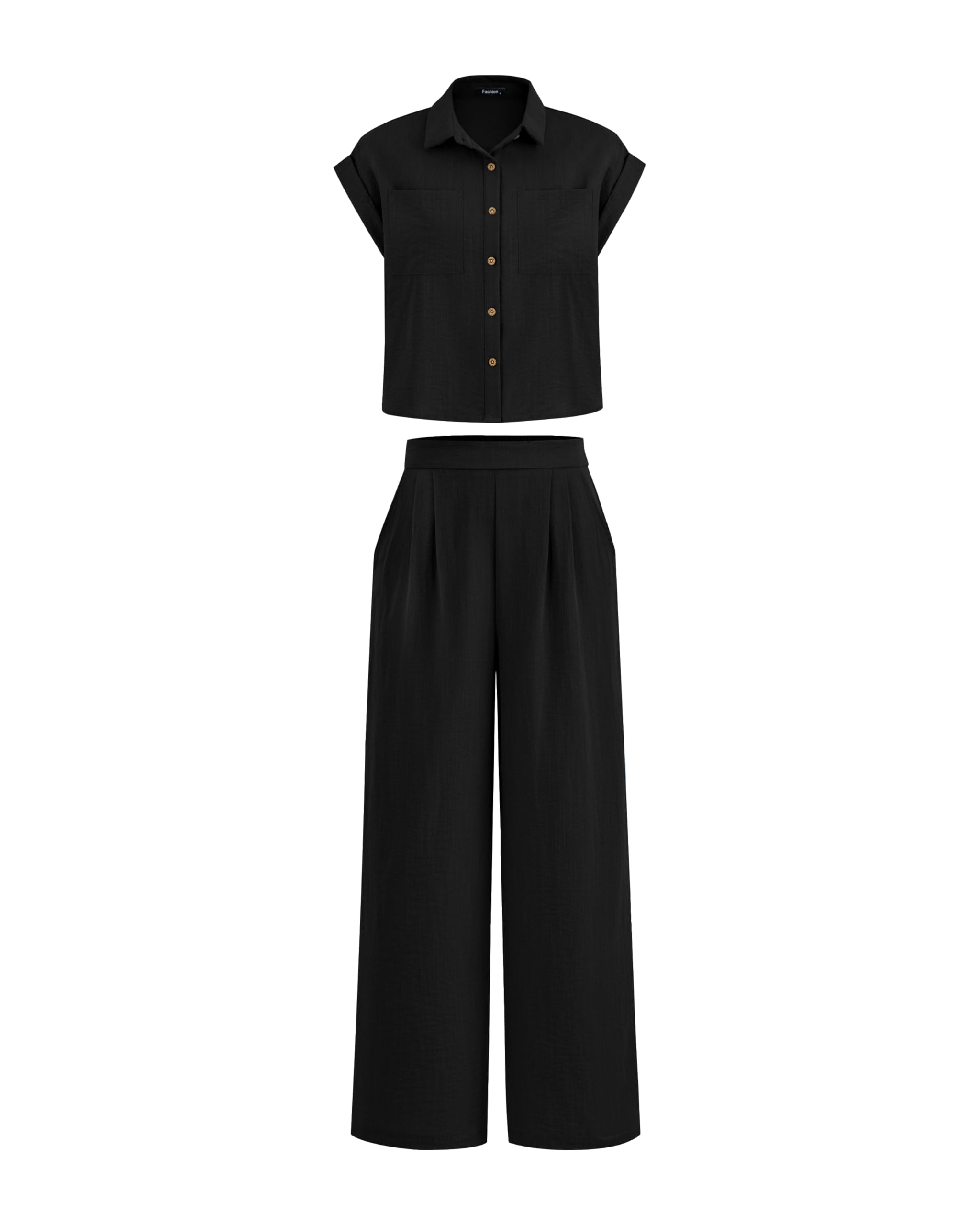 Women's Button Down Shirt Pants Two Piece Set?Buy 2 Free Shipping