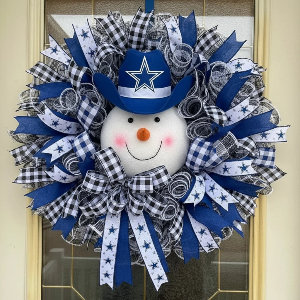 Christmas Snowman football Team Wreath