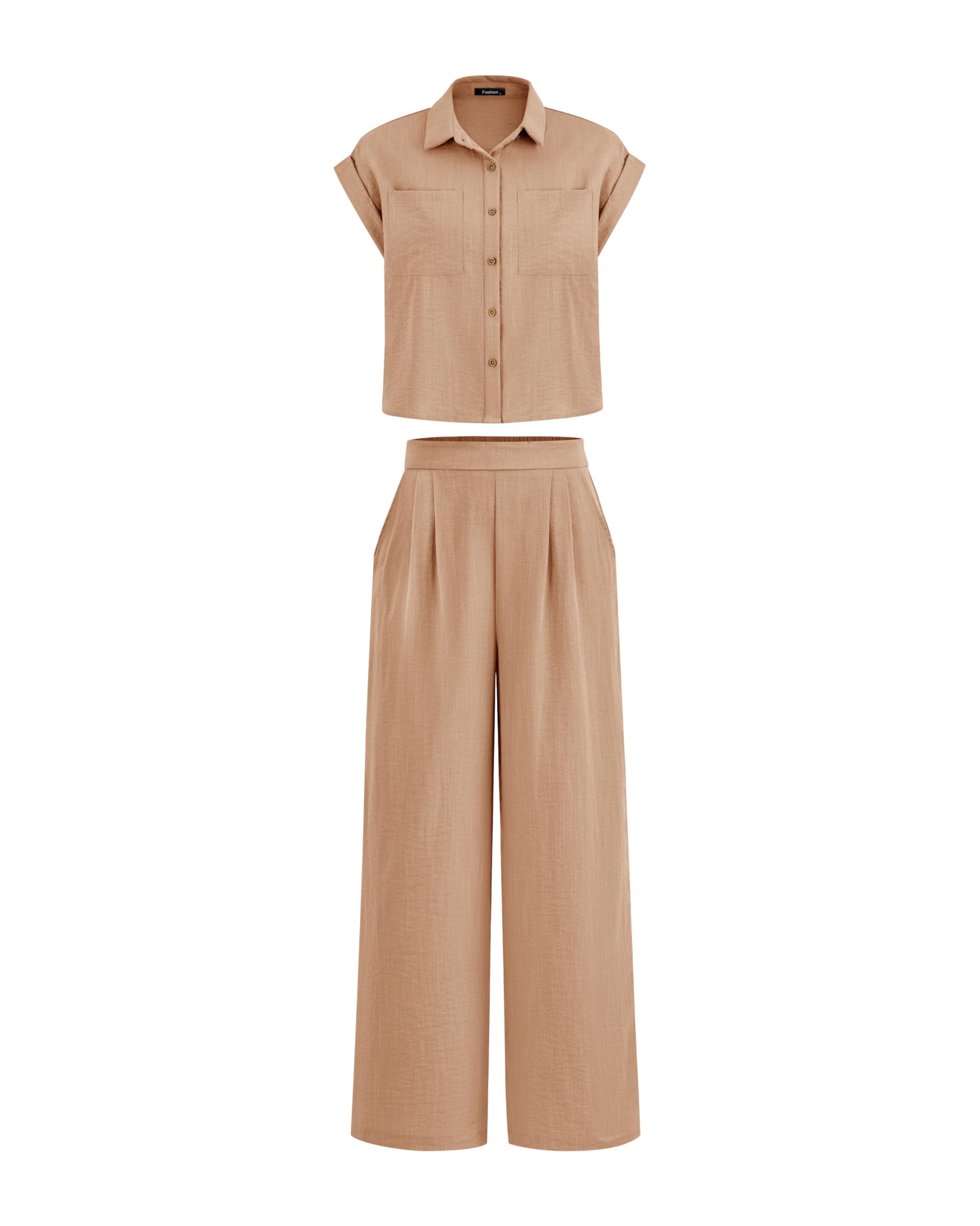 Women's Button Down Shirt Pants Two Piece Set?Buy 2 Free Shipping