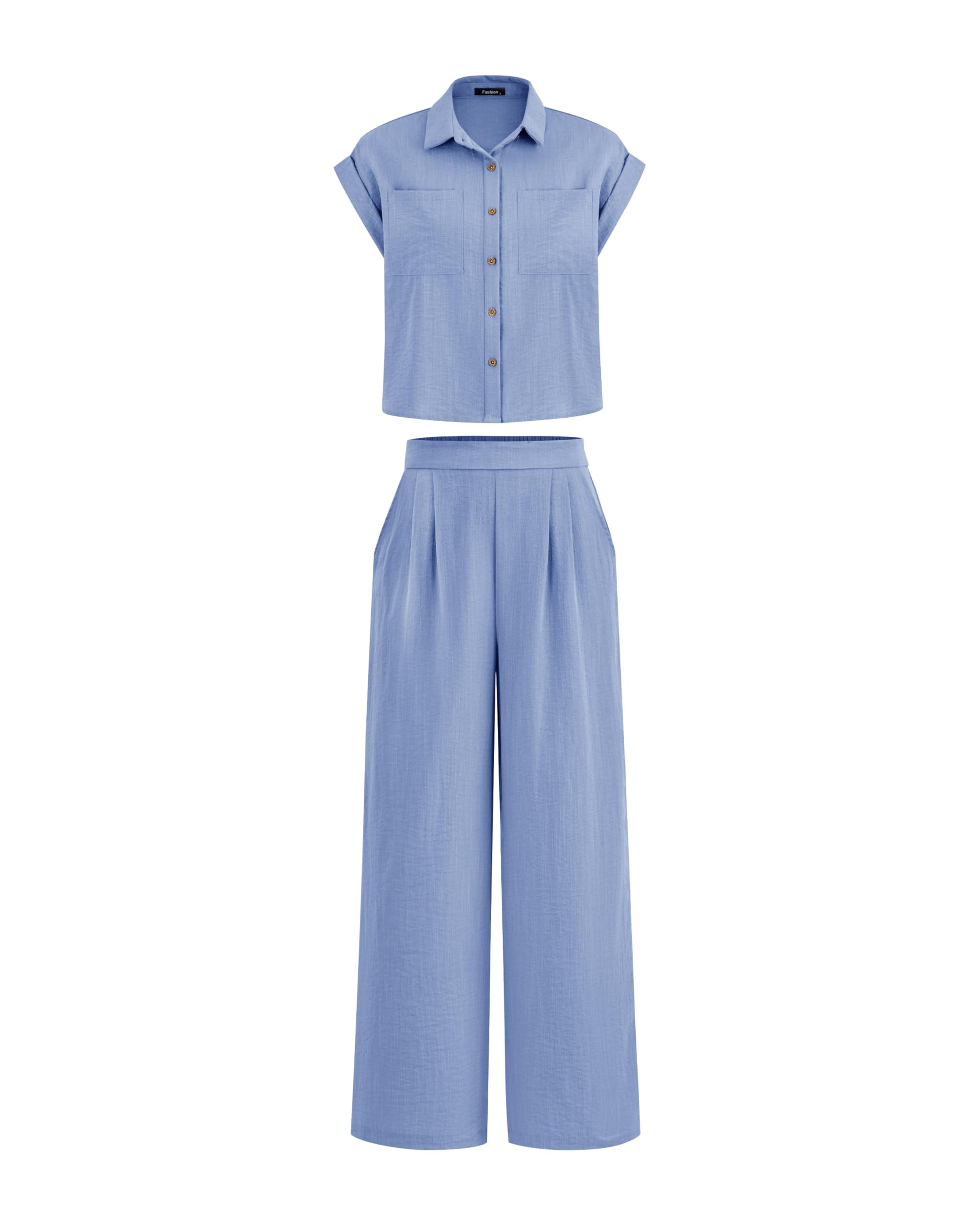 Women's Button Down Shirt Pants Two Piece Set?Buy 2 Free Shipping