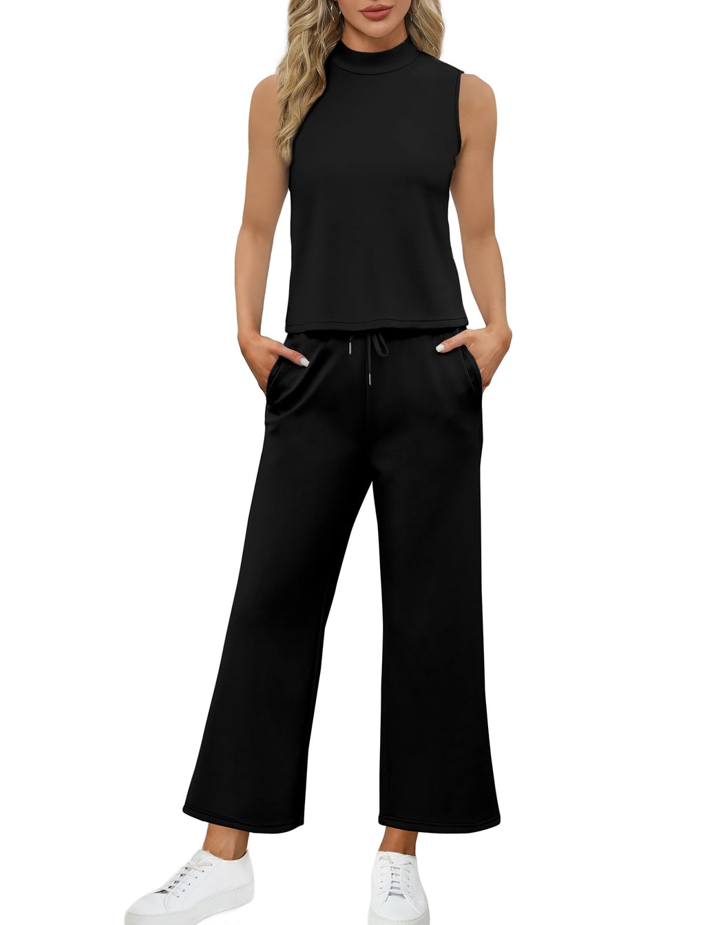 Women's Round Neck Wide Leg Pants Casual Suit?Buy 2 Free Shipping