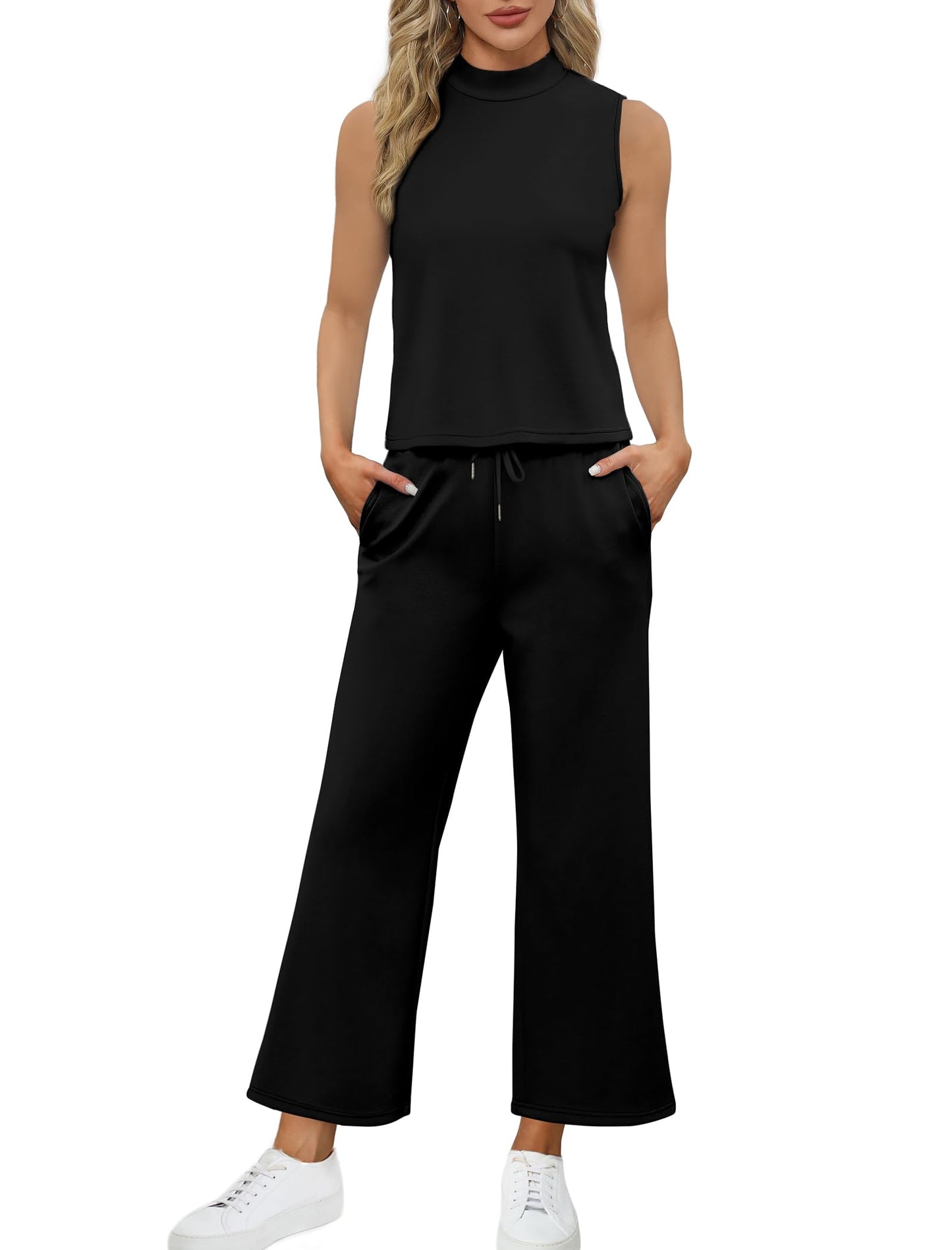 Women's Round Neck Wide Leg Pants Casual Suit?Buy 2 Free Shipping