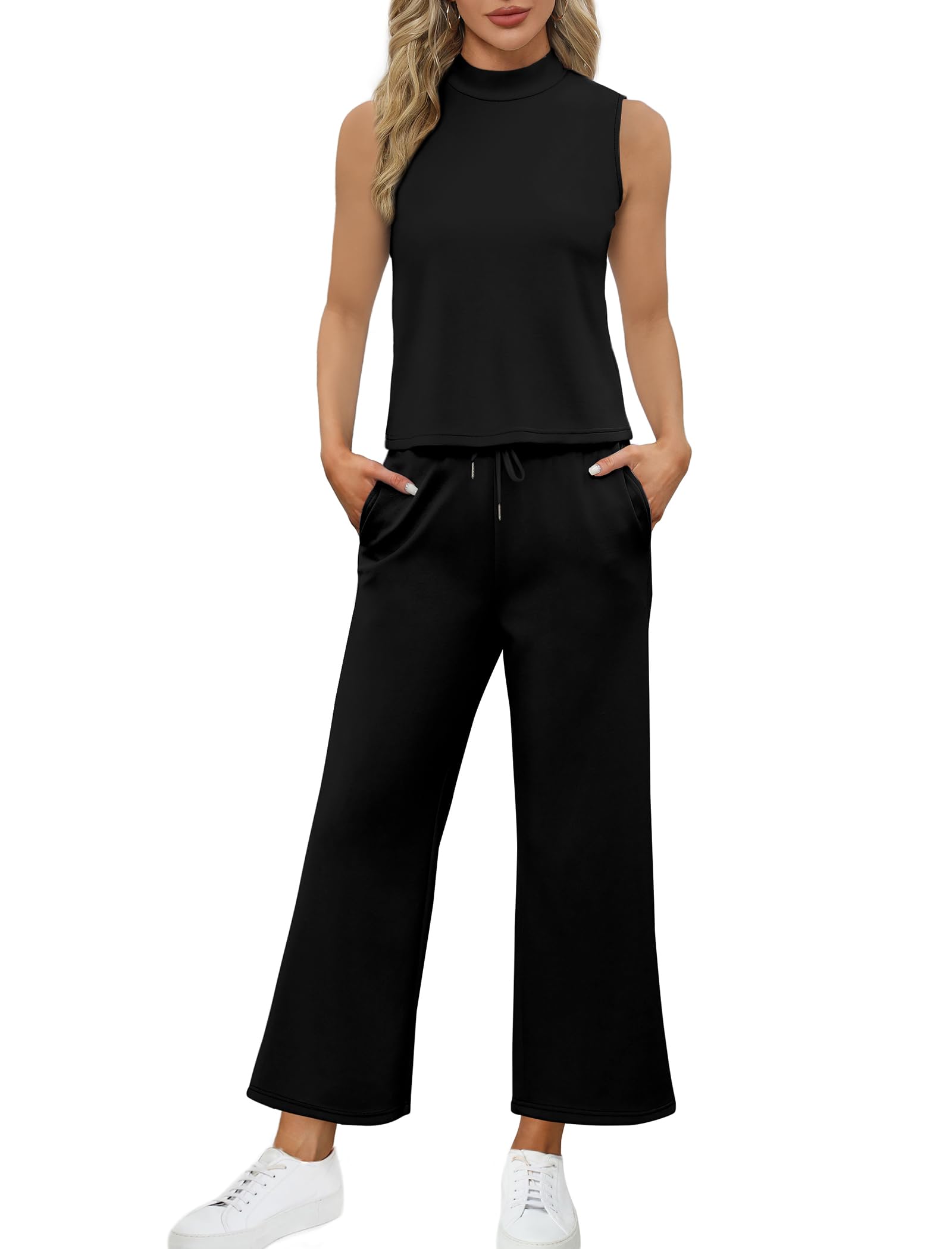 Women's Round Neck Wide Leg Pants Casual Suit?Buy 2 Free Shipping