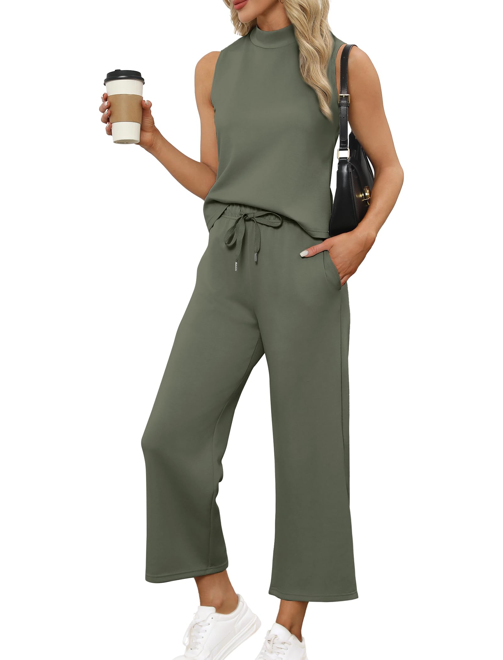 Women's Round Neck Wide Leg Pants Casual Suit?Buy 2 Free Shipping