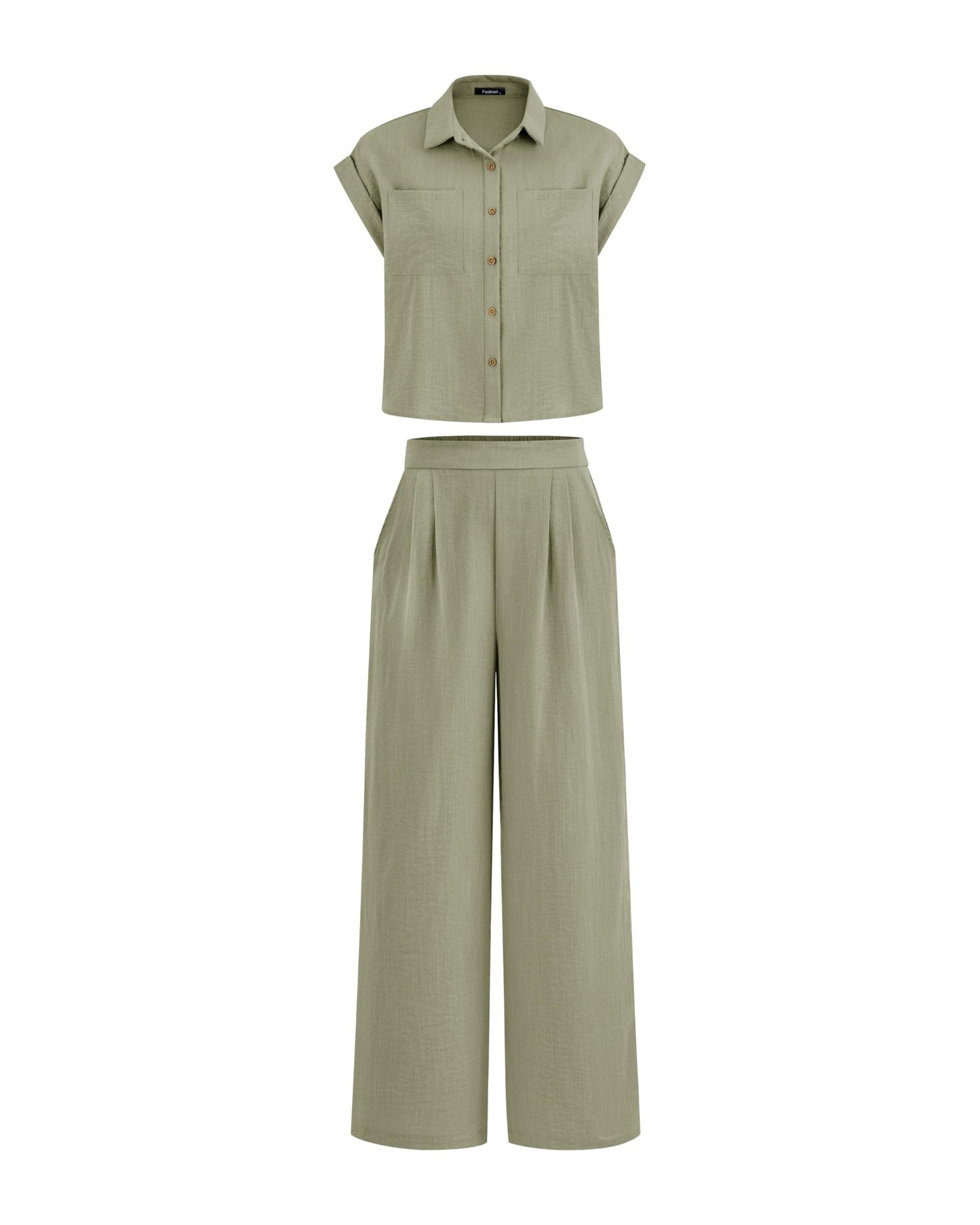 Women's Button Down Shirt Pants Two Piece Set?Buy 2 Free Shipping