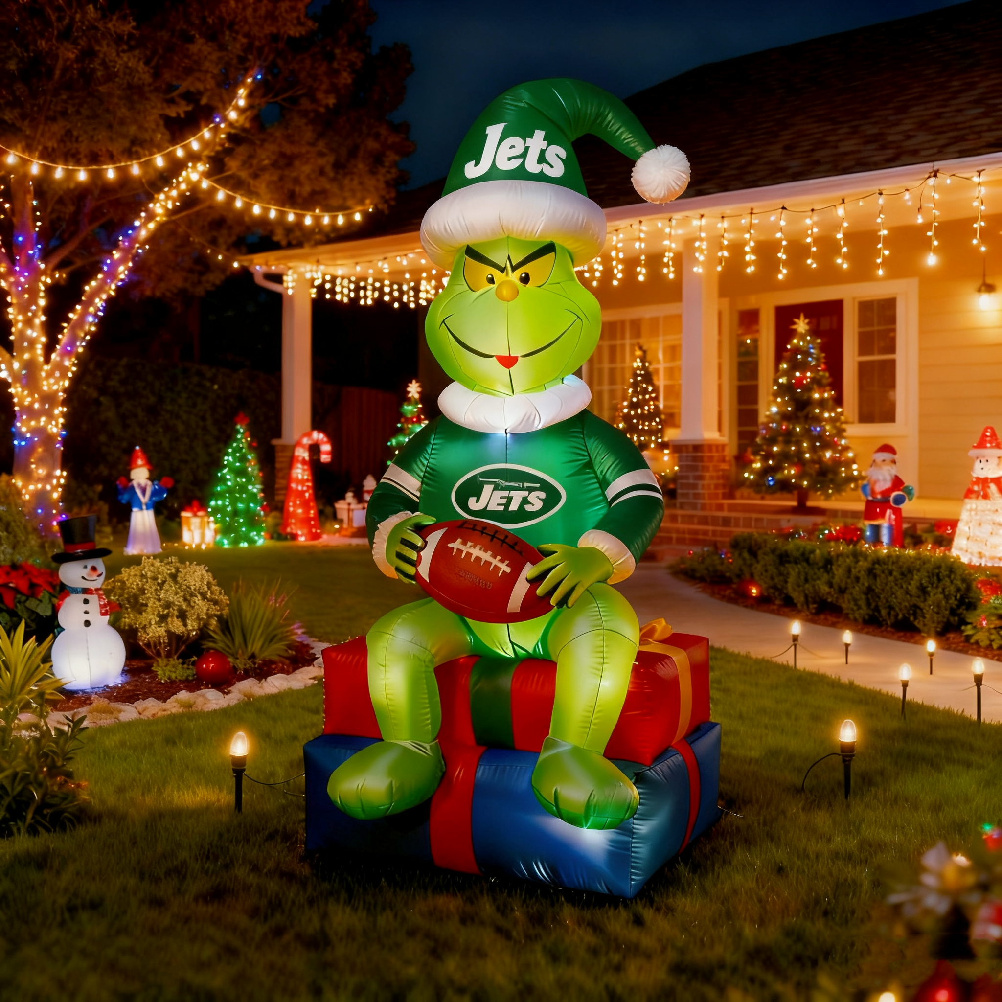 Inflatable Christmas Grinch Decoration - Festive Lawn Ornament