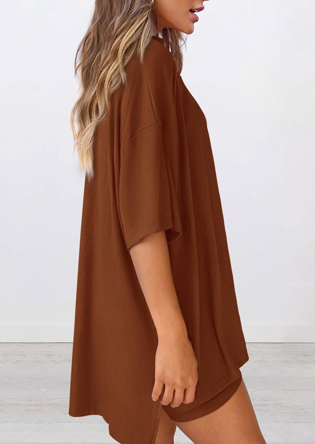 Special Sale🩷Women's Two Piece Lounge Set Casual Oversized Shirts Biker Shorts Matching Airport Travel Outfit