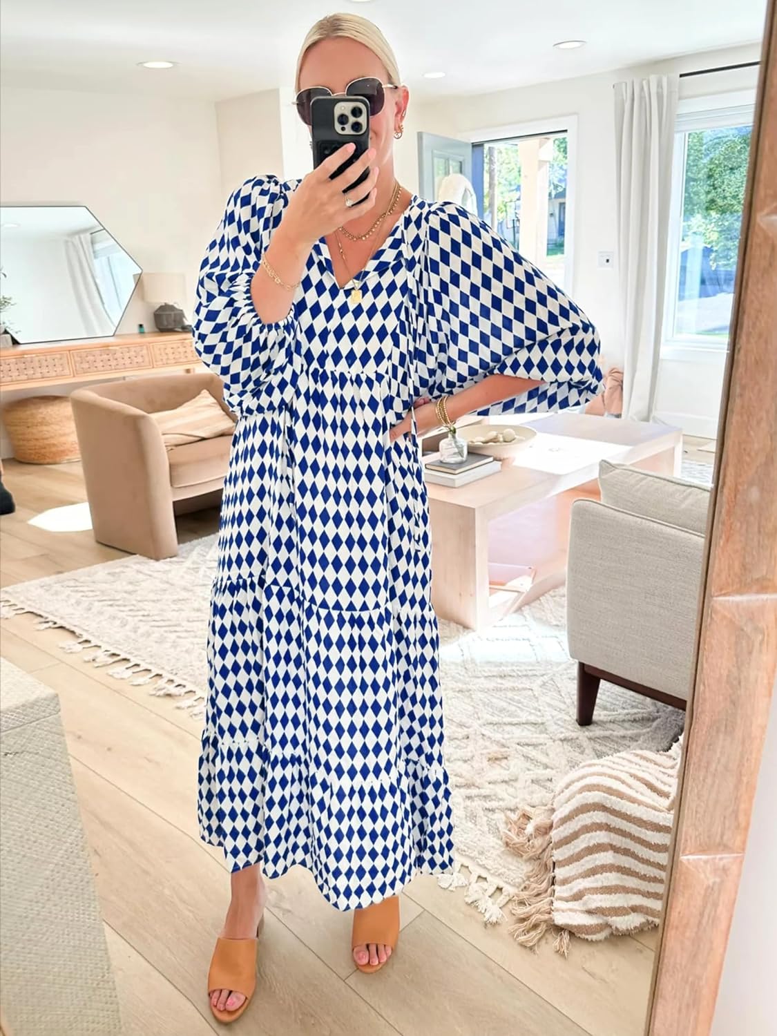 🌈Summer Hot - 💝Bohemian style V-neck puff sleeve floral maxi dress