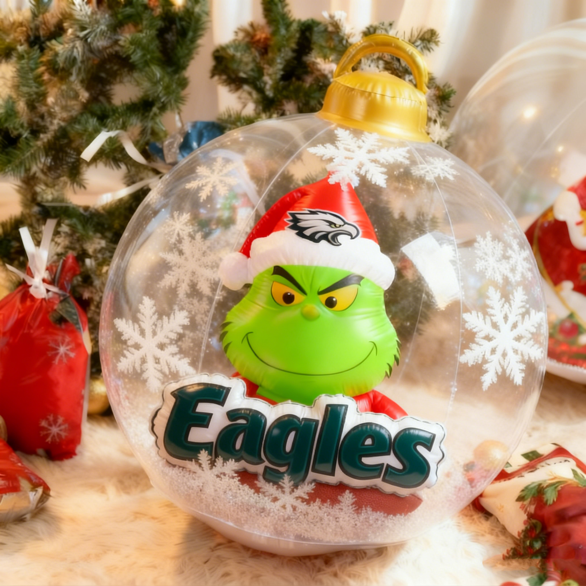 Grinchy Christmas Inflatable Ball Ornament – A Whimsical Holiday Statement Piece