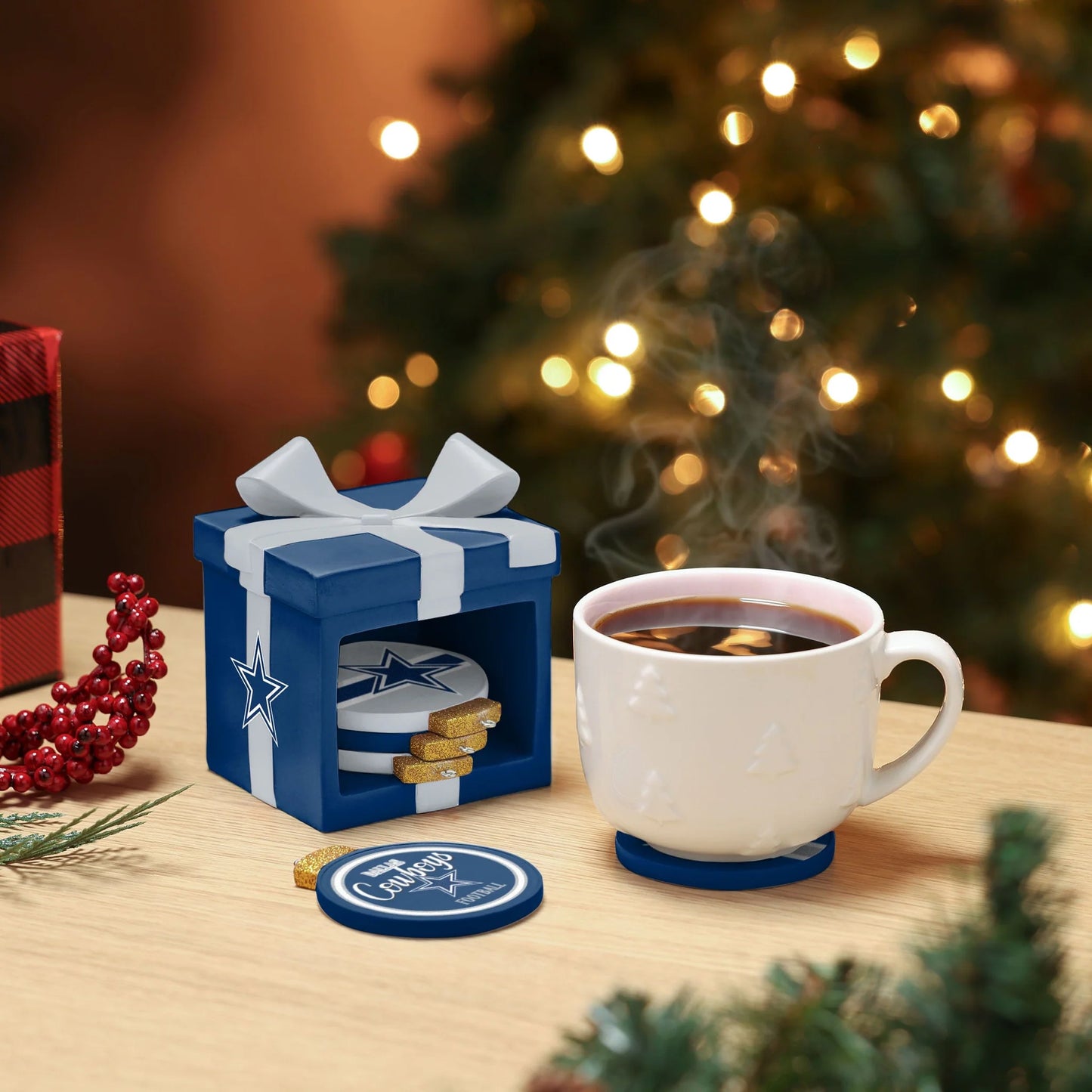 🎁BUY 3 GET 3 FREE🔥Football Team Holiday 5 Pack Coaster Set🏈