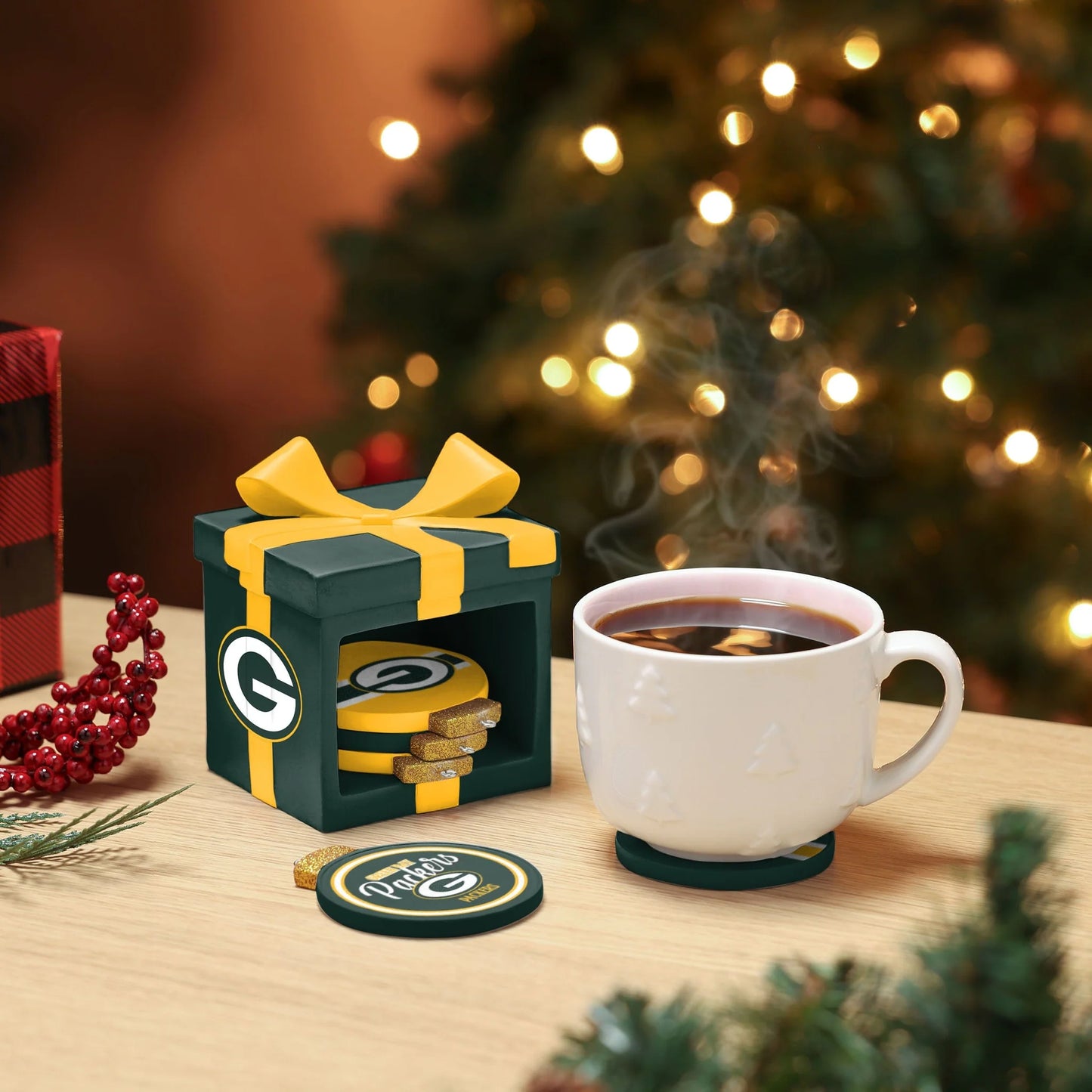 🎁BUY 3 GET 3 FREE🔥Football Team Holiday 5 Pack Coaster Set🏈