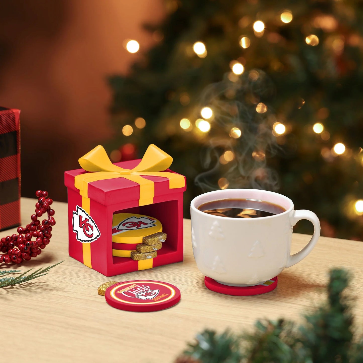 🎁BUY 3 GET 3 FREE🔥Football Team Holiday 5 Pack Coaster Set🏈