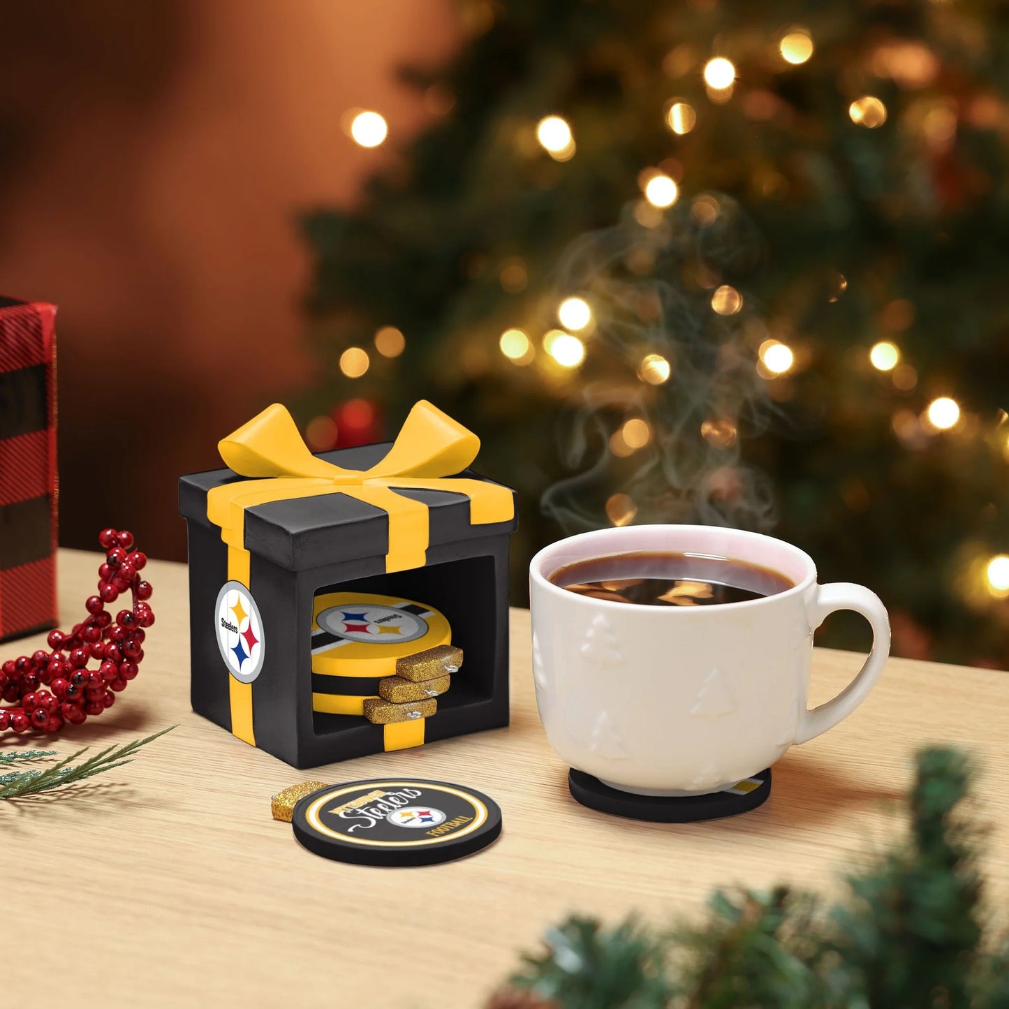 🎁BUY 3 GET 3 FREE🔥Football Team Holiday 5 Pack Coaster Set🏈