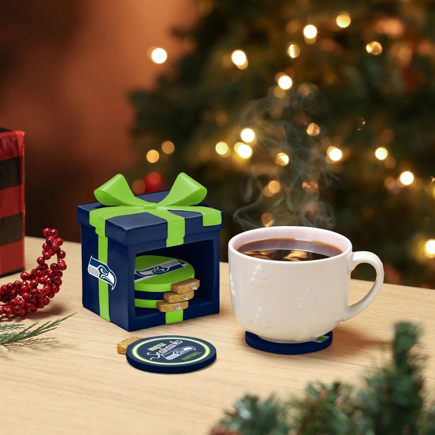 🎁BUY 3 GET 3 FREE🔥Football Team Holiday 5 Pack Coaster Set🏈
