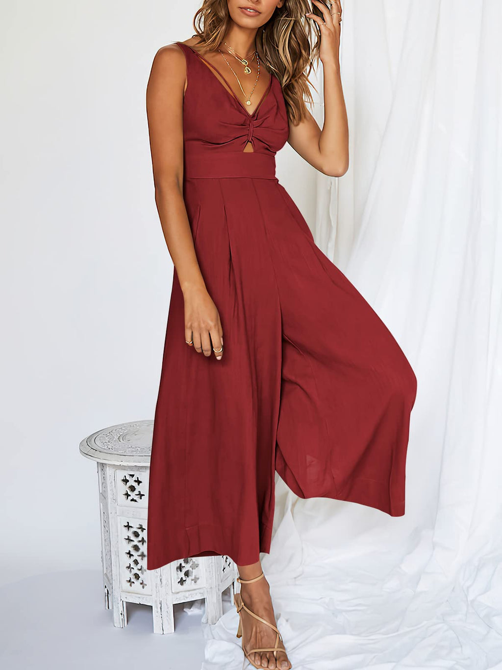 V Neck Cutout High-Waist Rompers (Buy 2 free shipping)