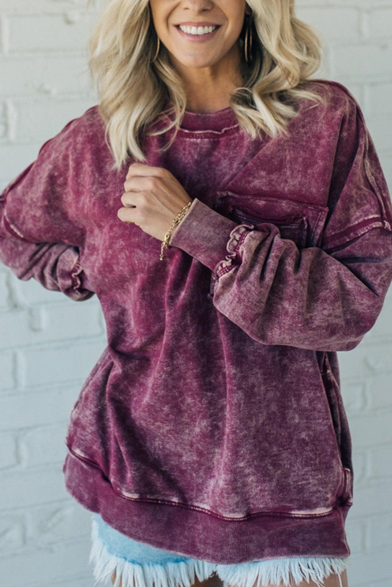 ✨Women's Terry Acid Wash Pullover (Buy 2 Free Shipping)