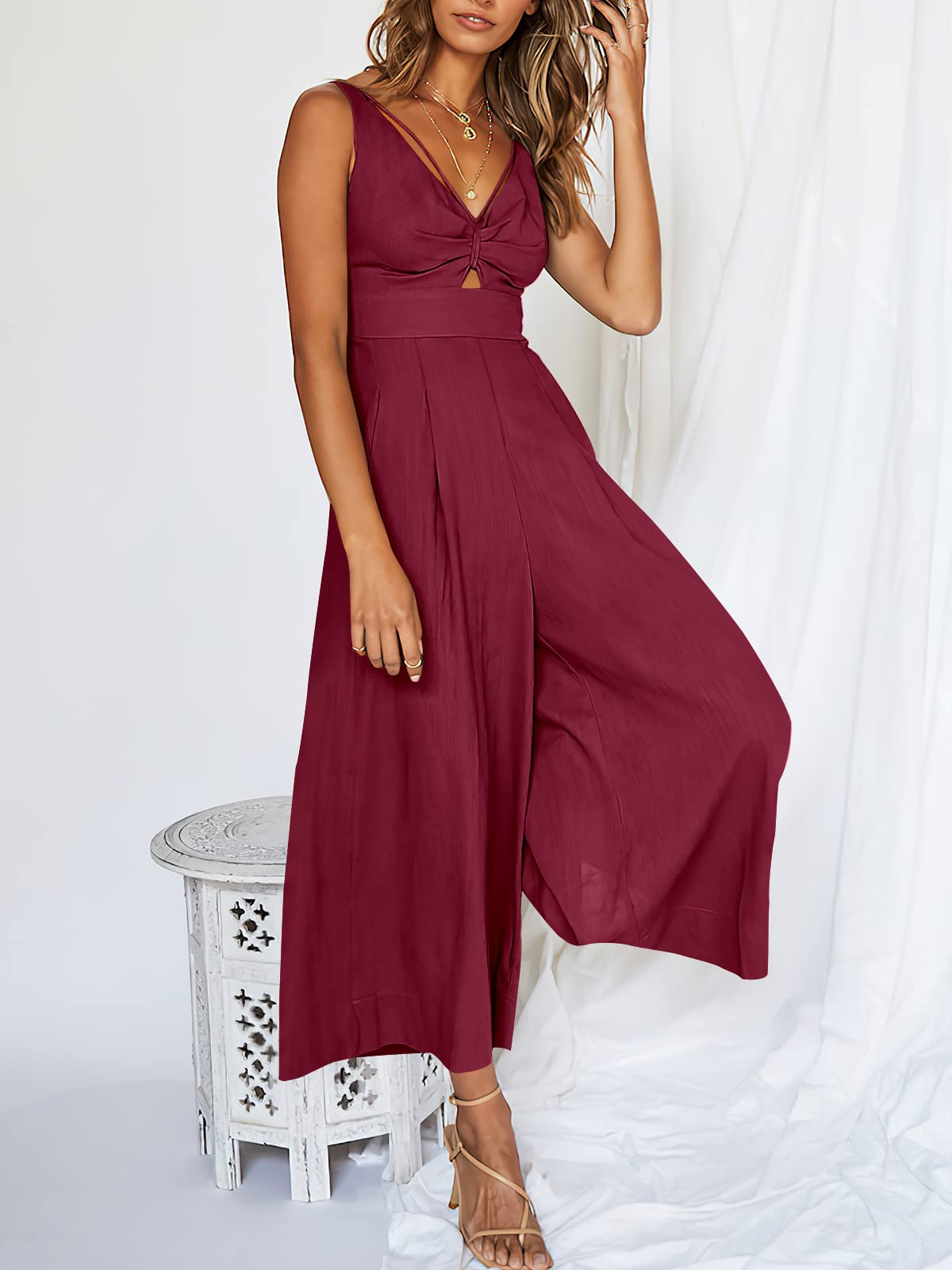 V Neck Cutout High-Waist Rompers (Buy 2 free shipping)