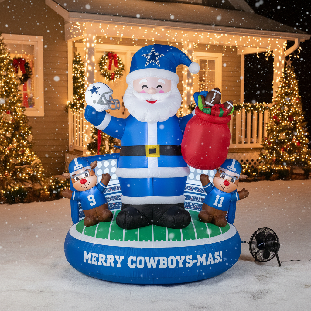 Football Team Inflatable Santa and Reindeer  Christmas Decoration