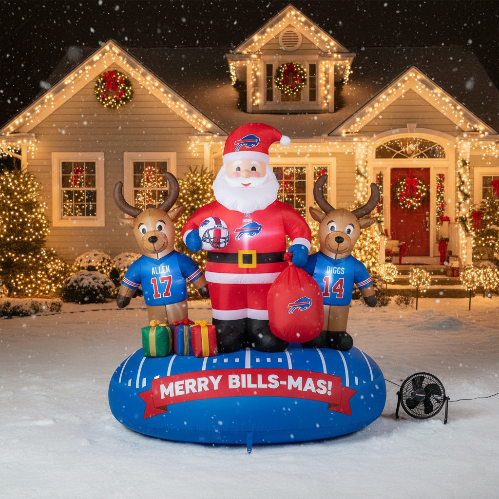 Football Team Inflatable Santa and Reindeer  Christmas Decoration